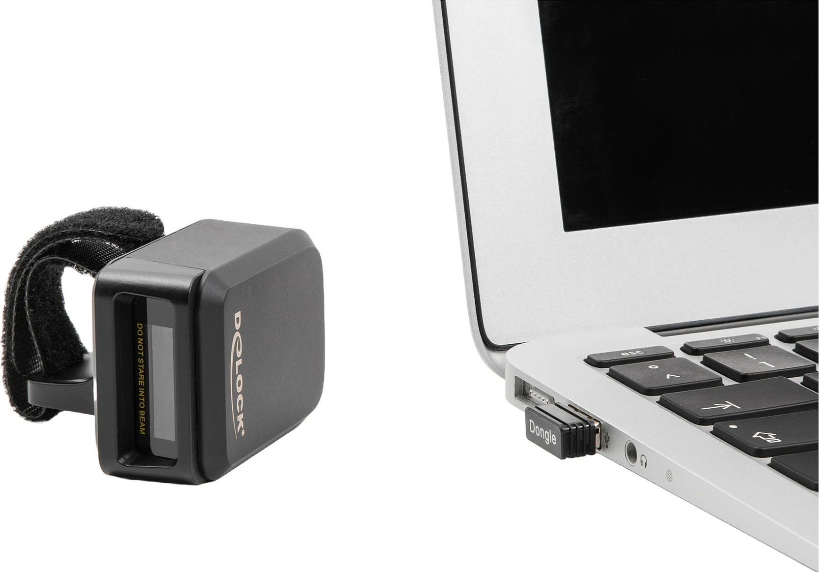 Skener barkodi unazë DeLOCK Ring, 1D/2D, Bluetooth 4.1/2.4 GHz, 2 copë, dok karikimi, zi/verdhë
