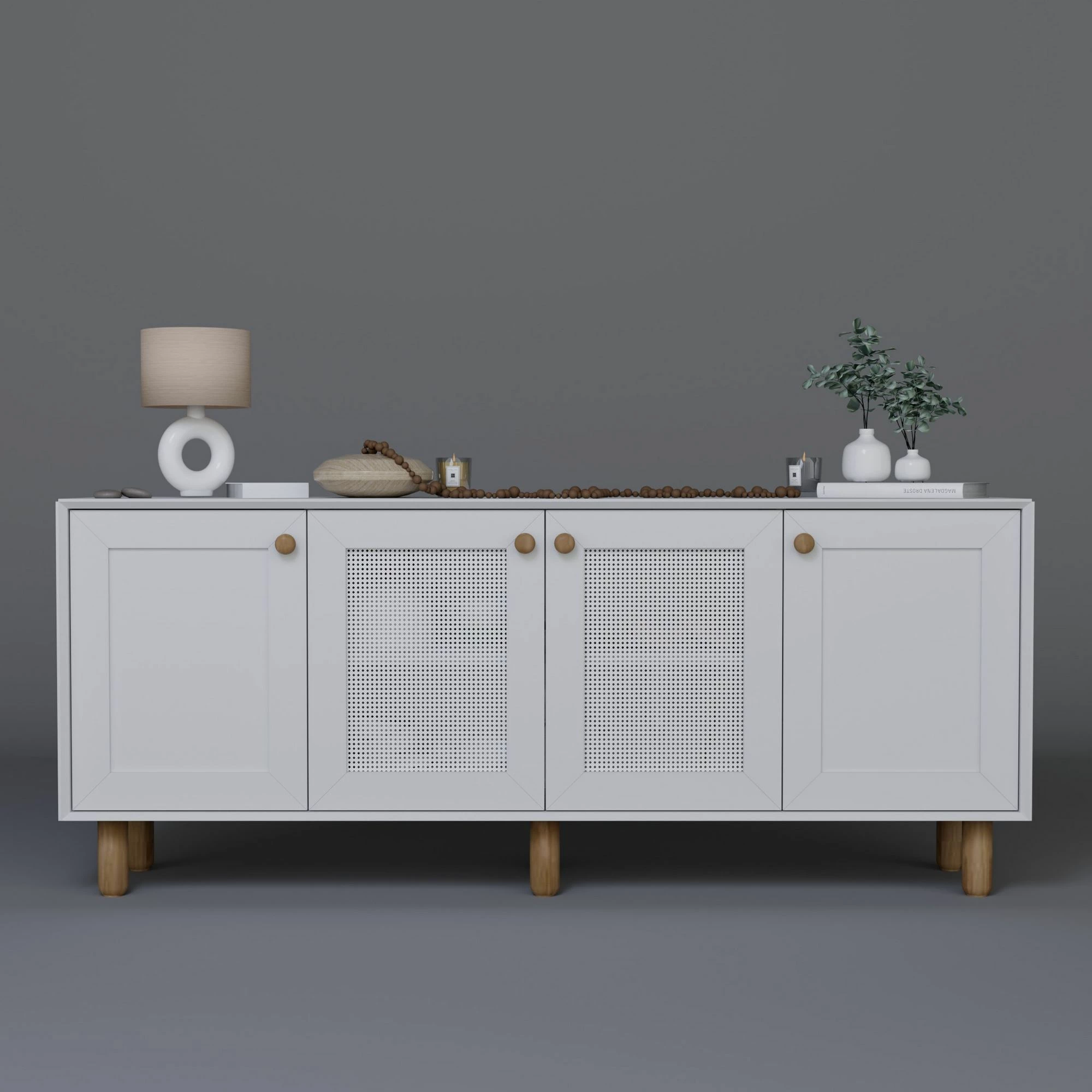 Konsolë Skye Decor, stil bohemian, e bardhë, 180x75x40cm