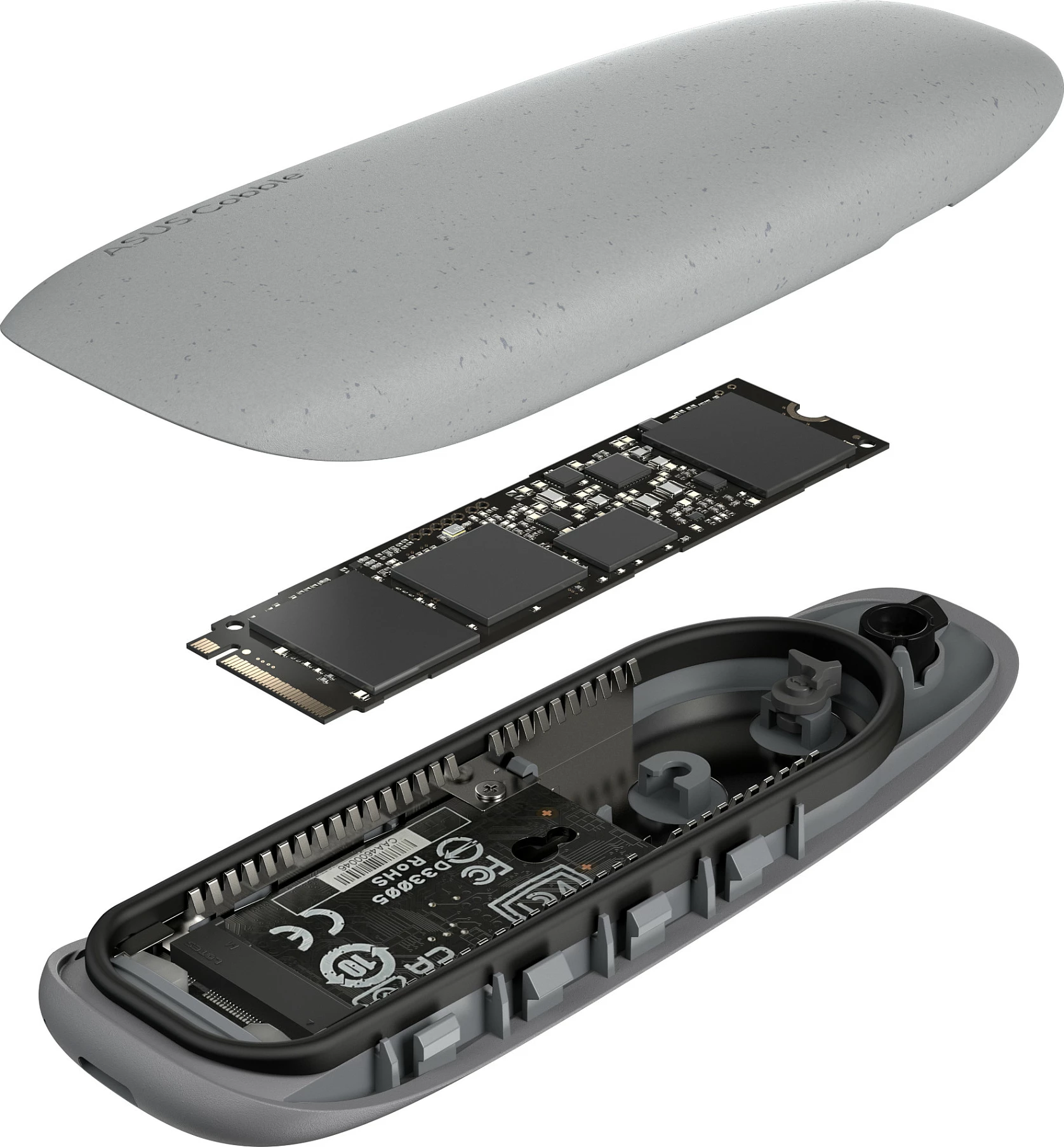 Kasë për SSD ASUS Cobble USB-C 3.2 Gen 2, M.2 NVMe/SATA, 10Gbps, deri 4TB, Gri