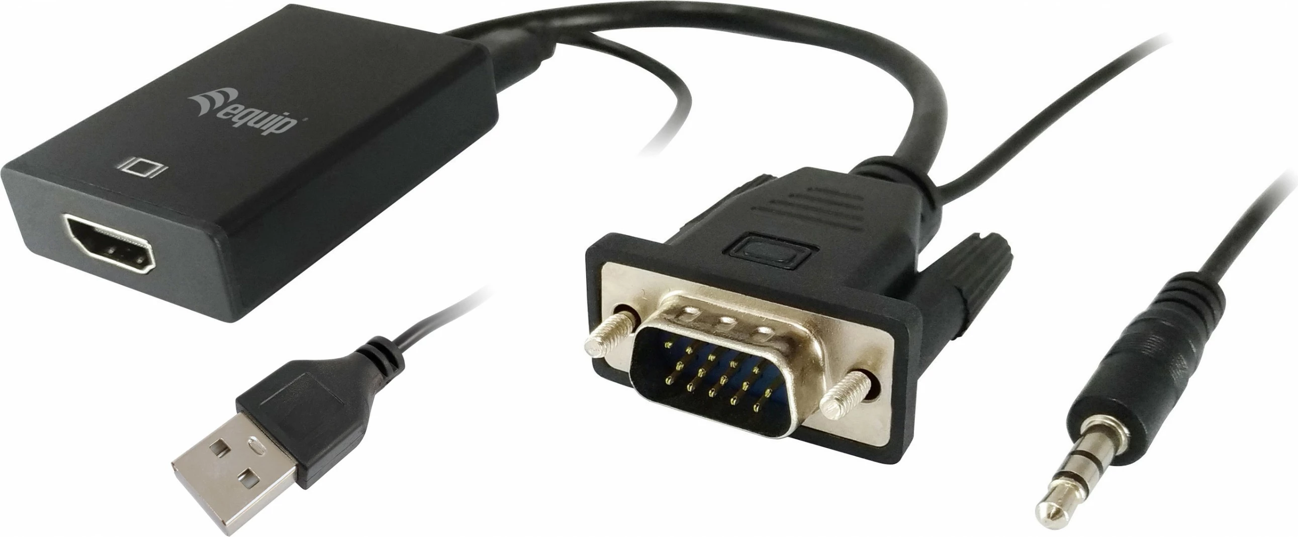 Adapter VGA në HDMI me Audio Equip, 0.2 m, i zi