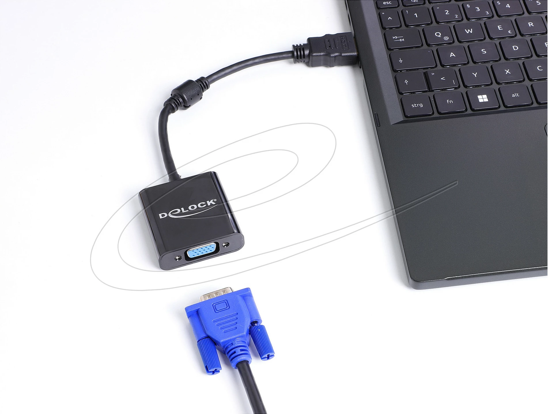 Adapter DeLOCK 61077 HDMI në VGA, 0.15 m, 1080p, i zi