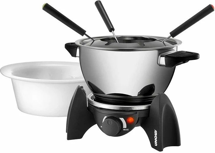 set fondue elektrik UNOLD 48615 0.8 L 6 persona 500W inoks, e zezë
