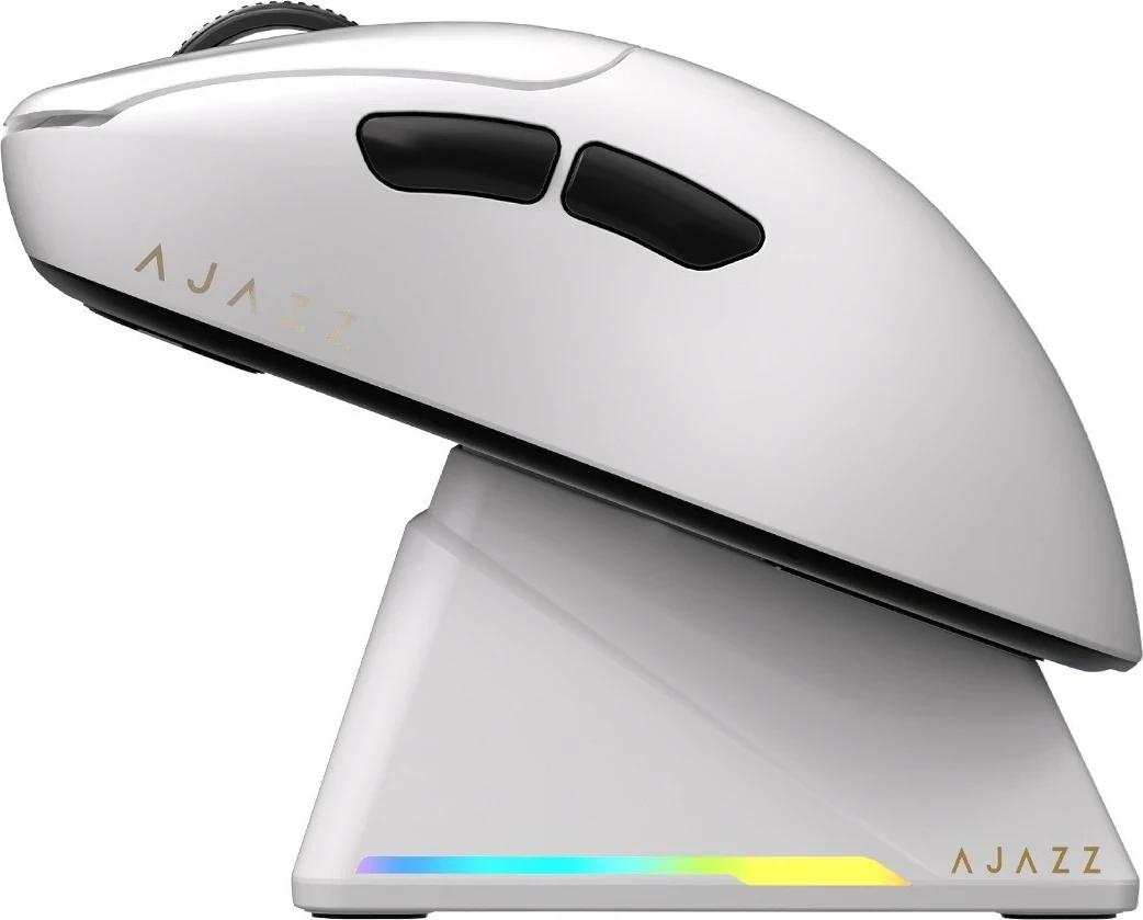 Maus pa kabllo Ajazz AJ179 Pro, PAW3395, 26,000 DPI, 8K, me dock karikimi, i bardhë