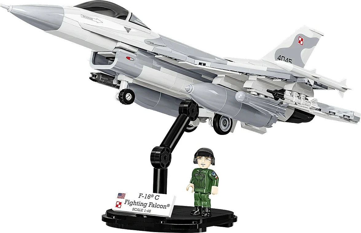 Set blloqesh ndërtimi, Cobi, F-16C Fighting Falcon COBI-5910, 463 pjesë, shkallë 1:48, me figurë pilot dhe bazament