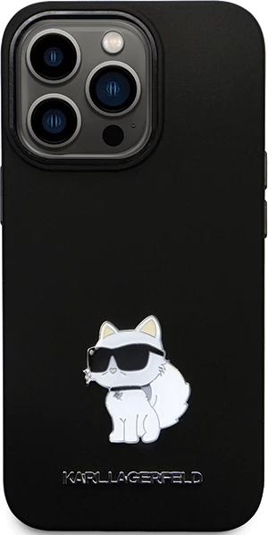 Mbështjellës Karl Lagerfeld KLHCP14LSMHCNPK për iPhone 14 Pro, silikon, Choupette, i zi