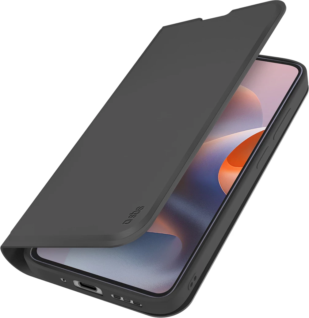 Mbështjellës portofol SBS Wallet Smooth për Motorola Moto G86, me kapak flip, me stand, i zi