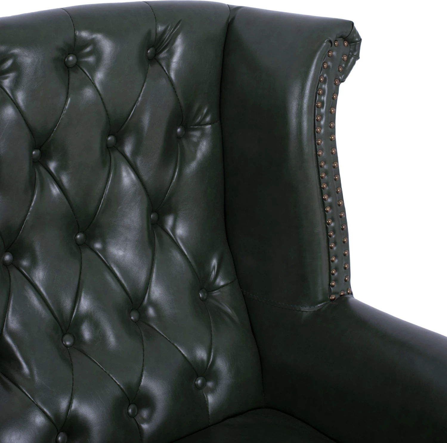 Karrige e tipit Chesterfield Polina, FH0053.08, ngjyrë jeshile Cypress PU 83x79x104 cm