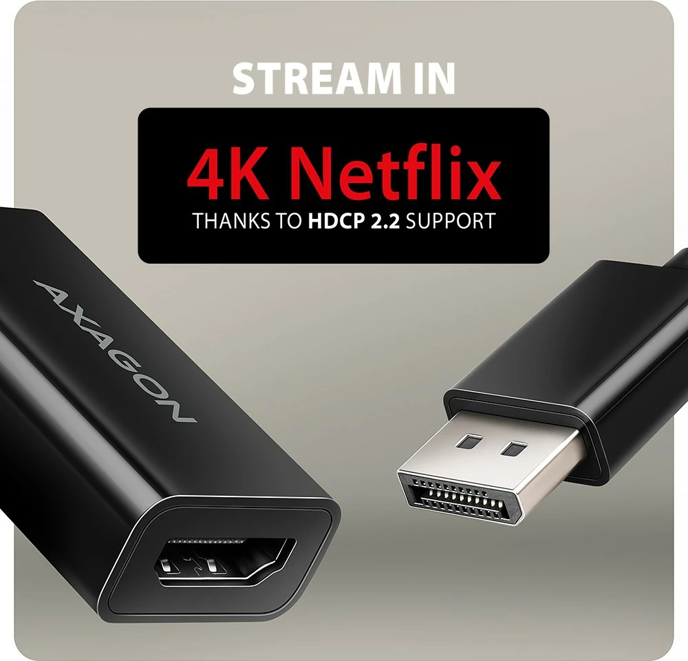 Adapter AXAGON RVD-HI20N DisplayPort në HDMI, 4K/60Hz, 15cm, i zi