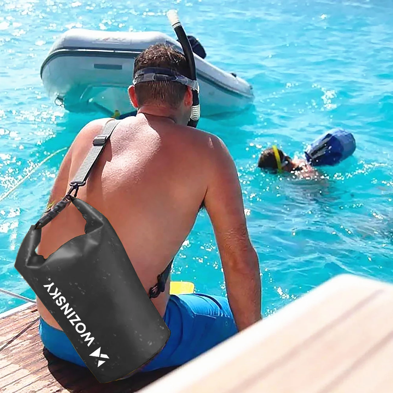 Çantë e papërshkueshme nga uji dry bag, Wozinsky, WWK-20, 20L, PVC Tarpaulin 500D, e zezë