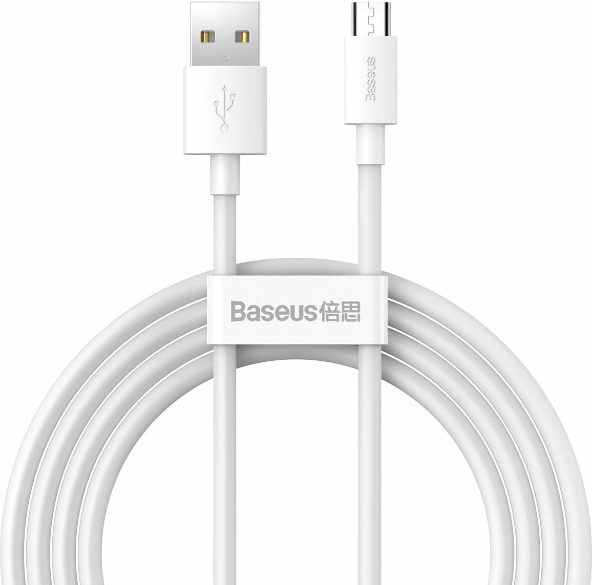 Set kabllo Baseus Simple Wisdom, USB-A në MicroUSB, 1.5m, 2 copë, Bardhë