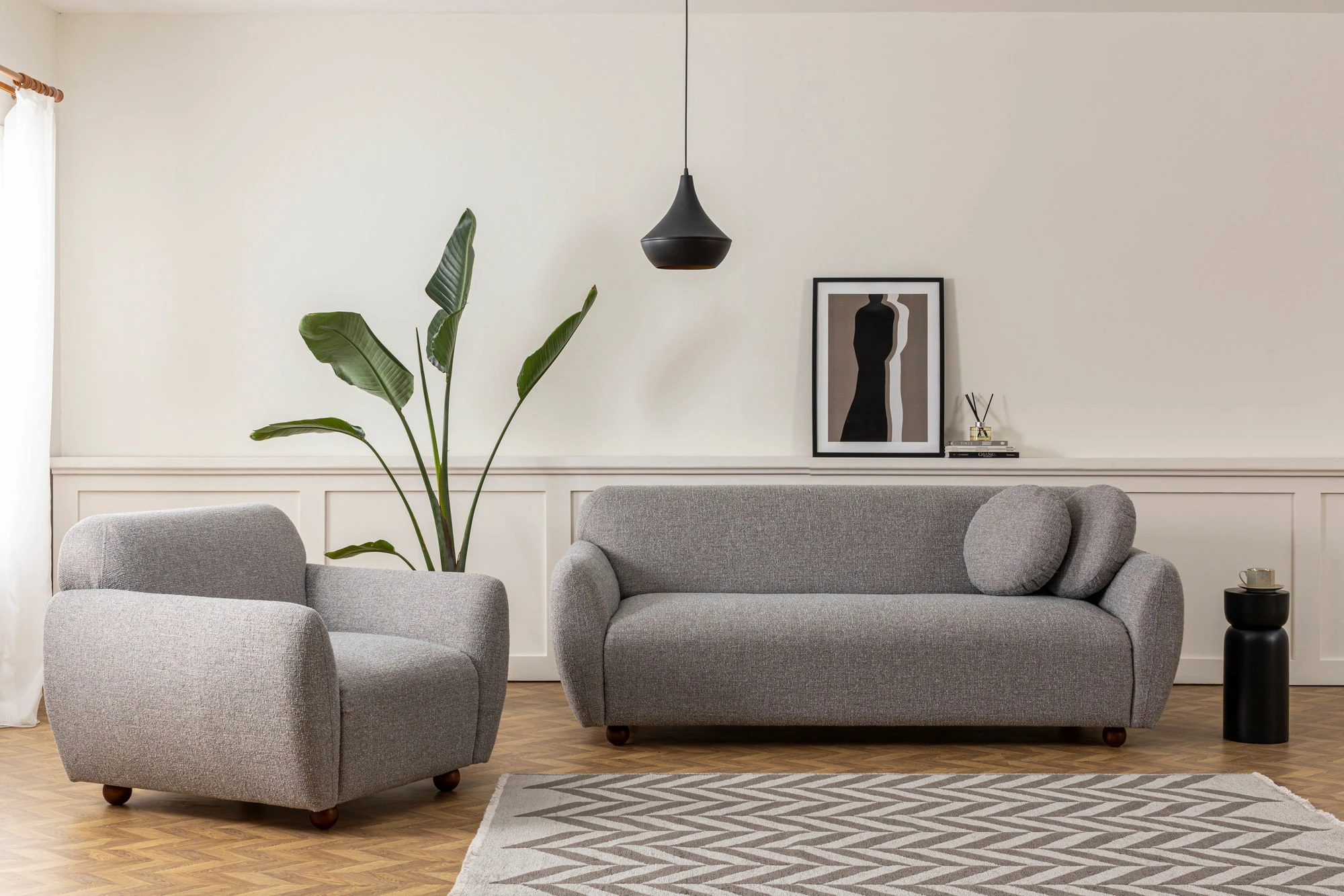 Divan treshe, ngjyrë gri e çelët, Atelier del Sofa, Eddy