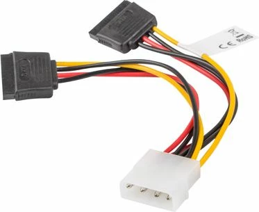 Kabllo furnizimi Molex në 2x SATA Lanberg CA-HDSA-11CU-0015 0.15 m, shumëngjyrëshe