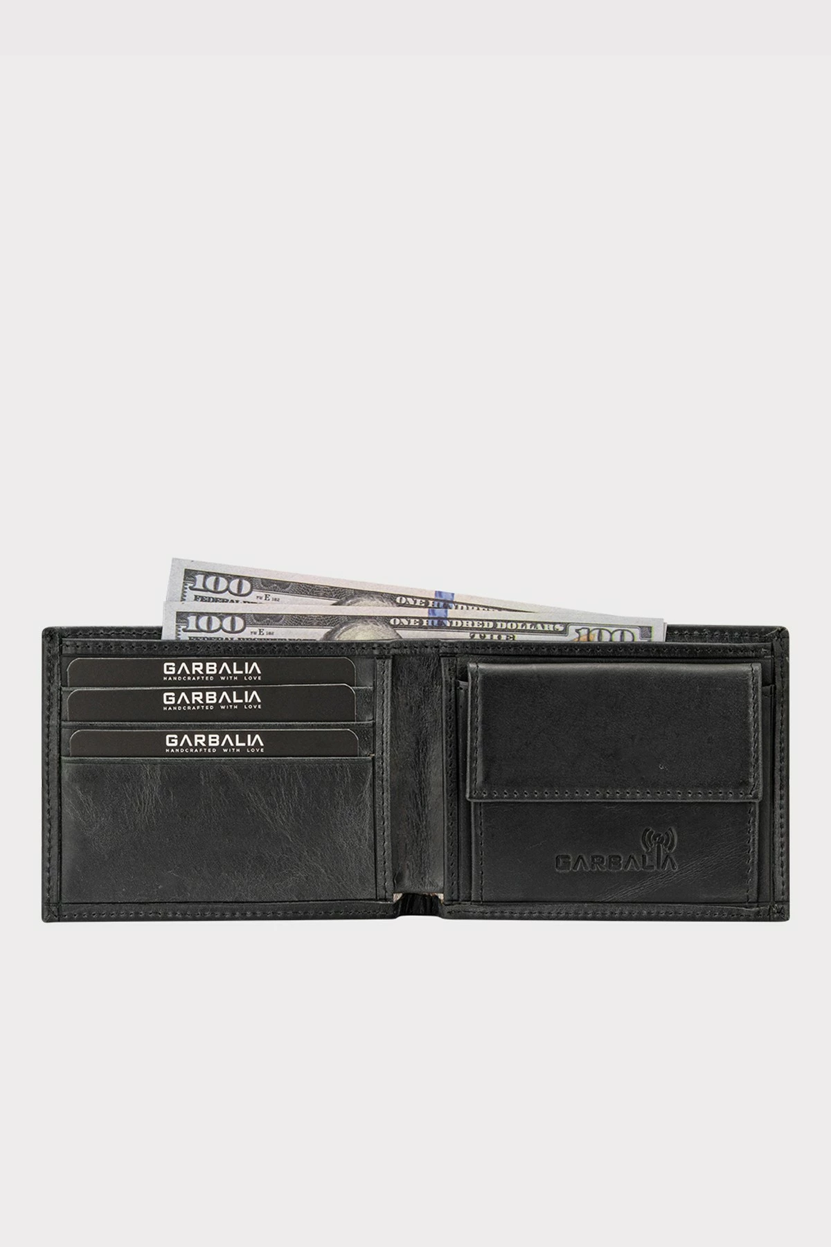 Portofol për burra, lëkurë e zezë, Zoozie Bags, Chapel - Crazy Black