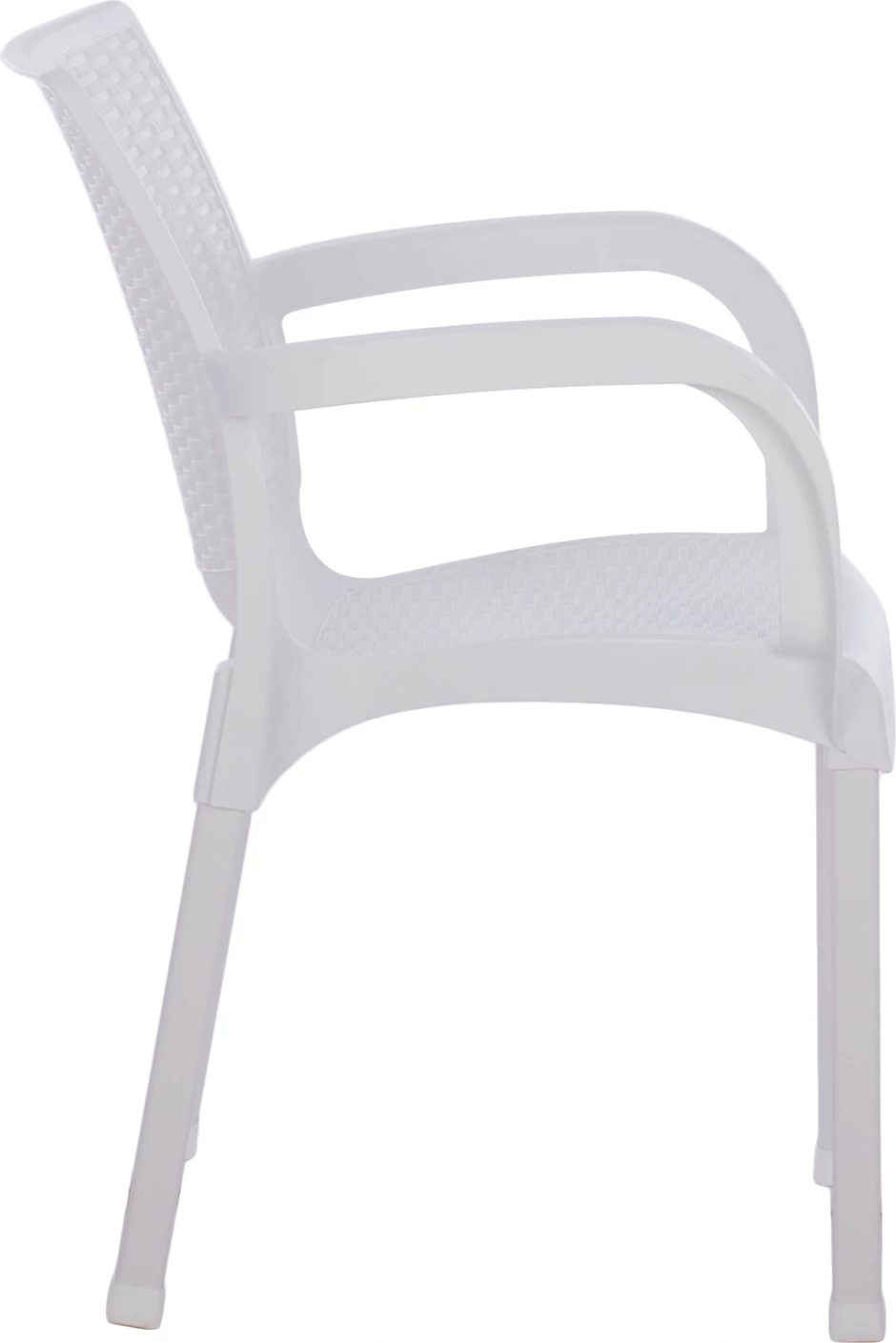 Karrige e bardhë polipropileni rattan, këmbë alumini, FH5591.01, 60x60x82 cm