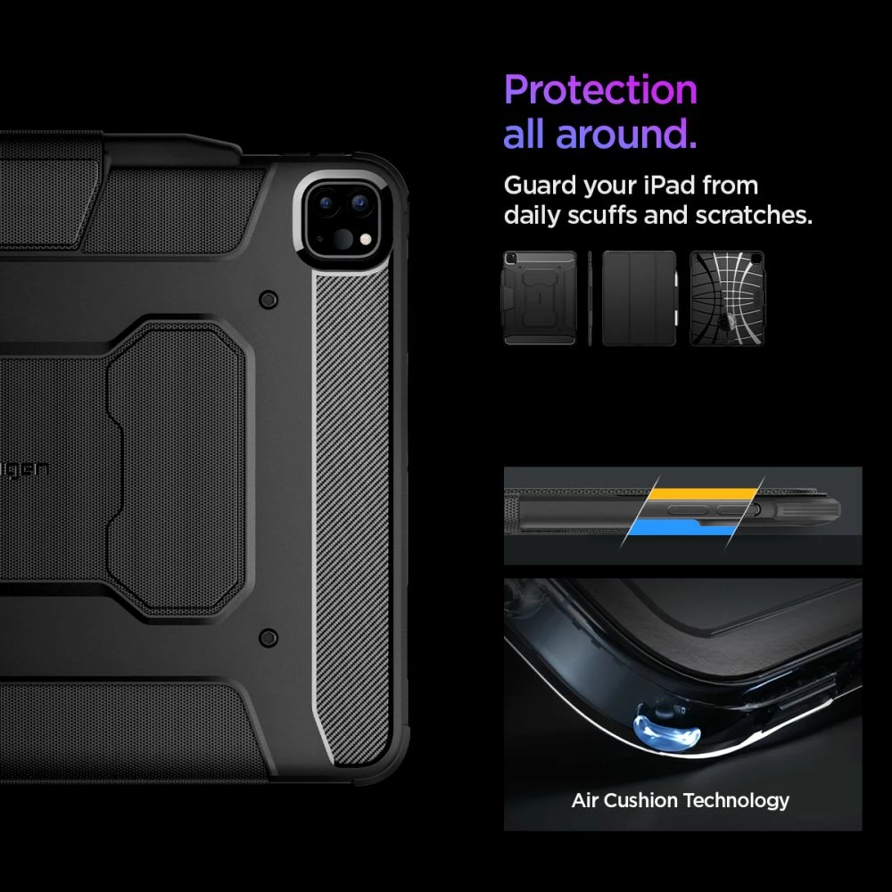 Mbështjellës Spigen Rugged Armor Pro për iPad Pro 13" 2024, i zi