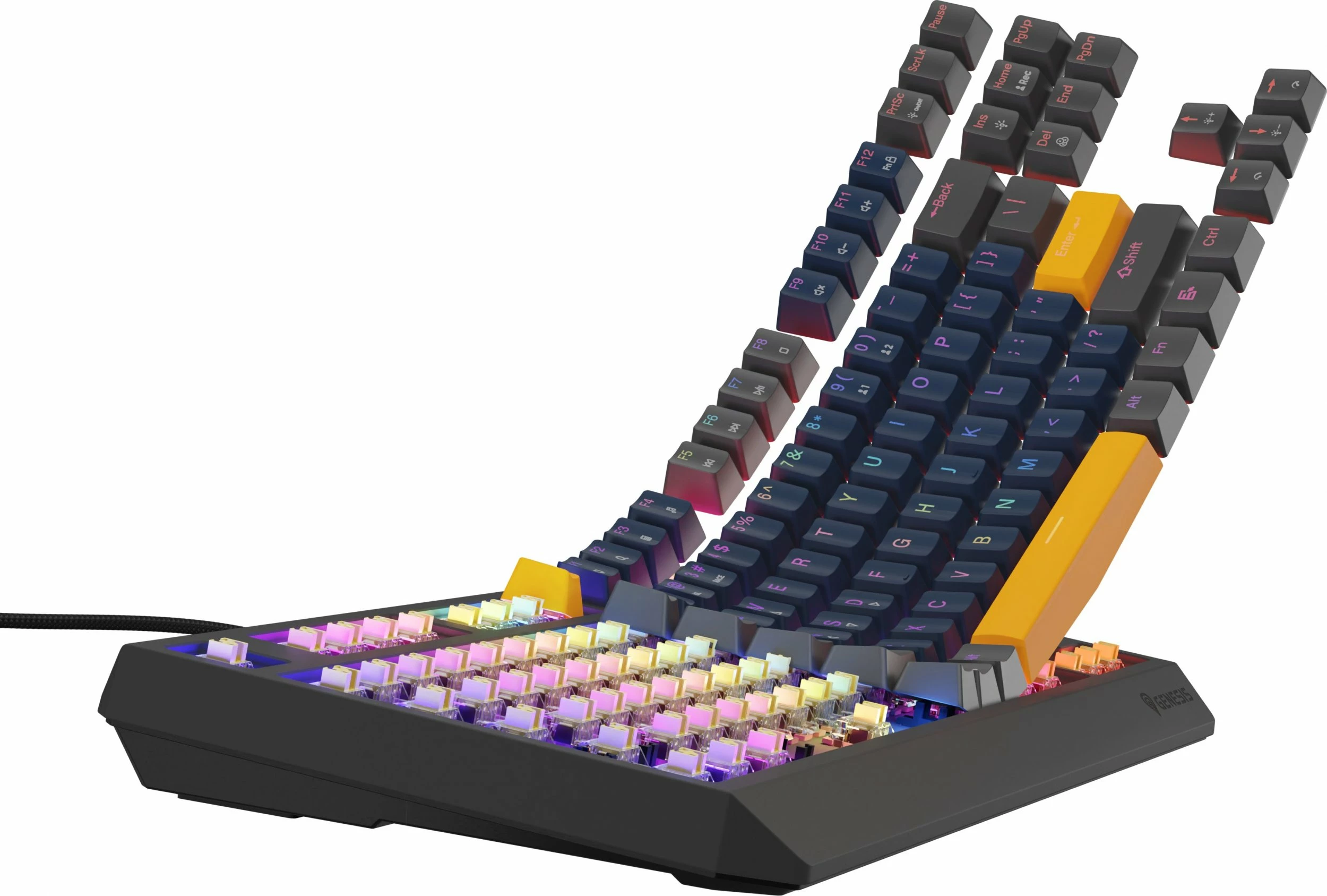 Tastierë mekanike gaming Genesis Thor 230 TKL NKG-2163, Outemu Panda, USB, RGB, layout US, Hot Swap, blu