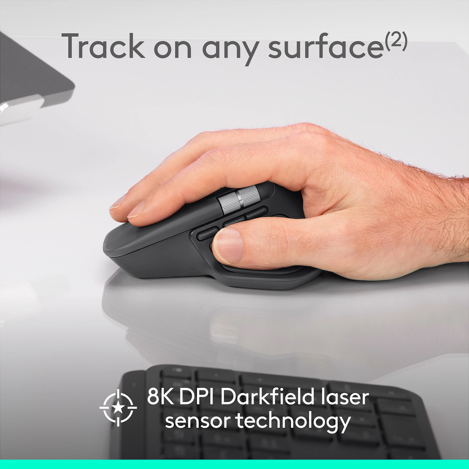 Maus Logitech MX Master 4 for Business, pa kabllo RF + Bluetooth, 8000 DPI, Logi Bolt, grafit
