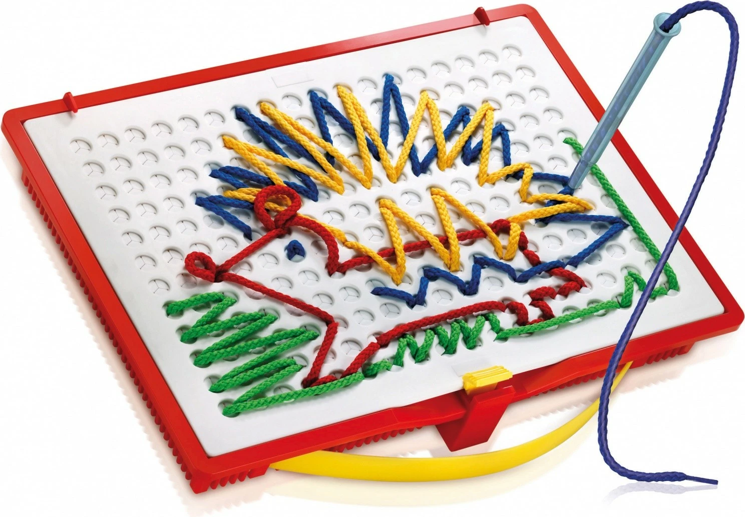 set krijues qëndisje me grep, Quercetti Filò 0570, tabelë me vrima vetë-mbyllëse, 8 litarë, 4 grepa, shabllone dhe album, 4+, shumëngjyrësh