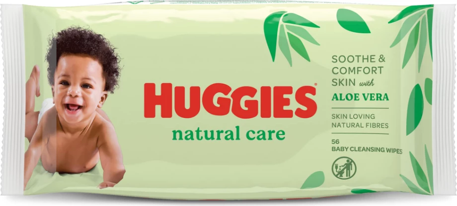 Letra të lagura Huggies® Natural Care, 56 copë