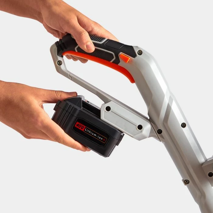 Trimer bari pa kabllo VONHAUS 3500229 40V, diametër prerje 300 mm, shtyllë teleskopike 96.5–131.5 cm, me karikues, gri/portokalli