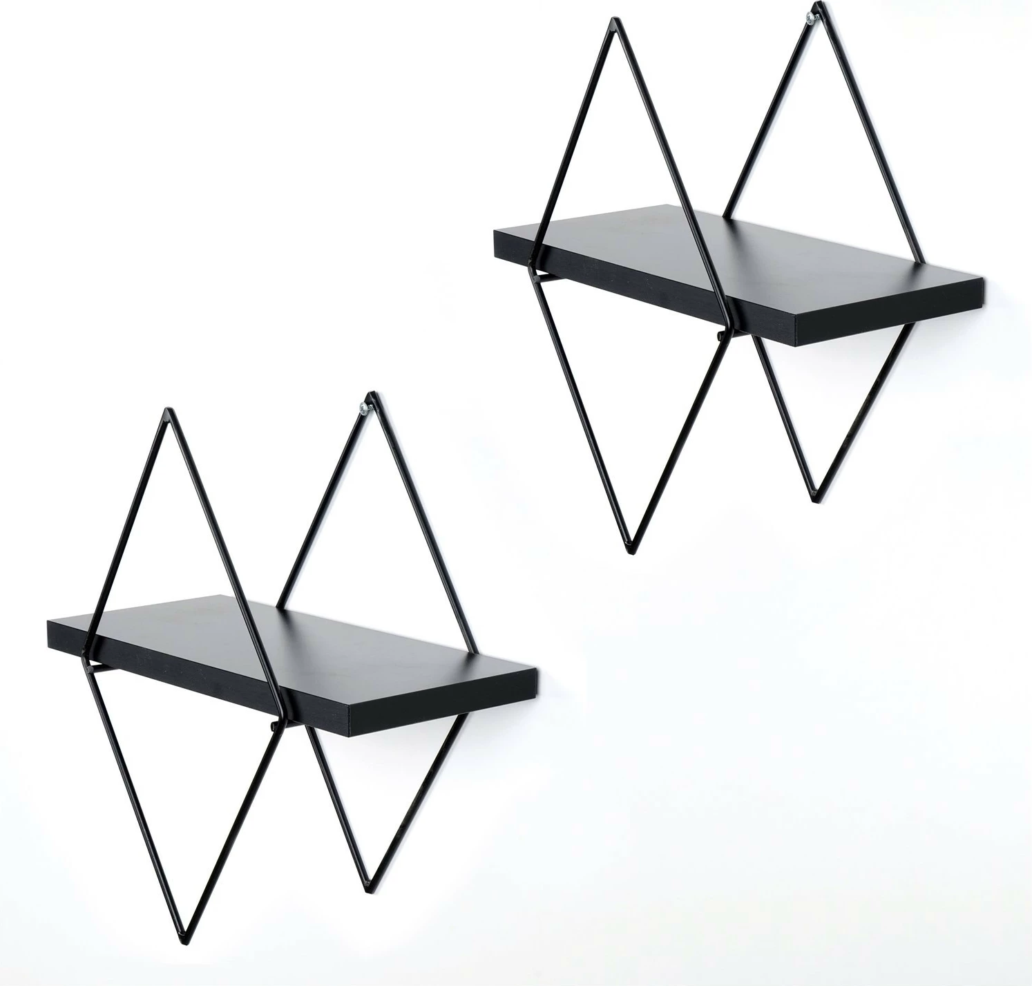 Raft dekorativ metalik për mur, Hanah Home, Wr058, 2 copë, ngjyrë e zezë