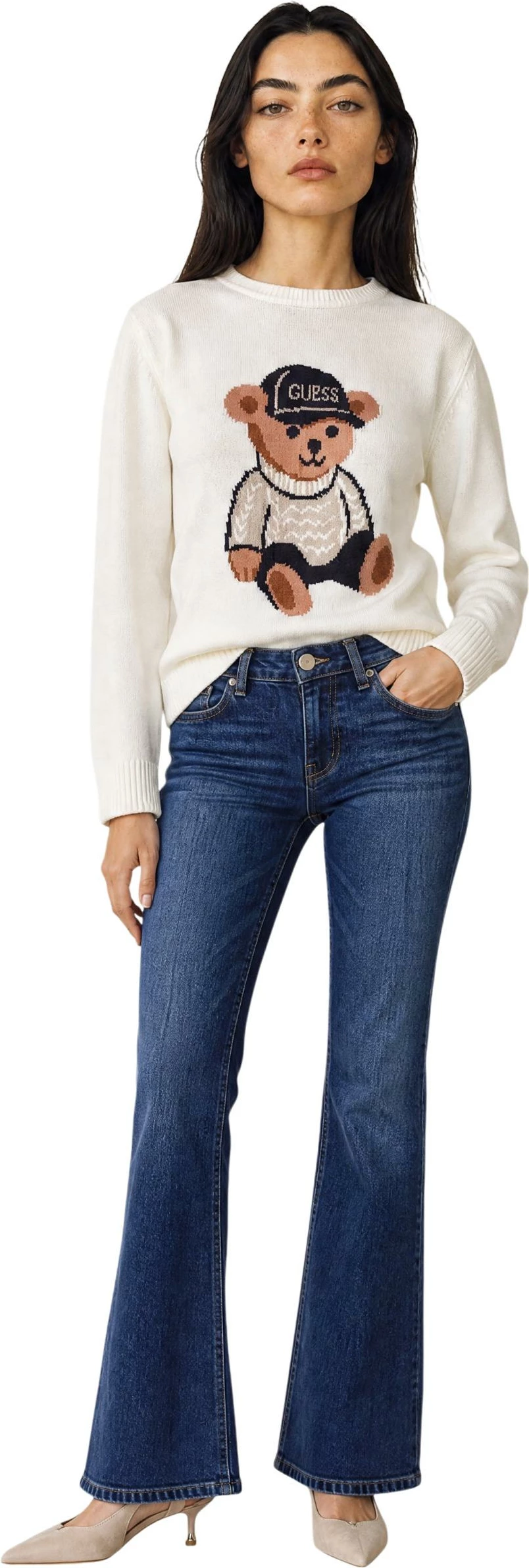 Xhinse për femra Guess Beverly Low Rise W6BAJ7 D2097, denim [Madhësia: W27 L32]