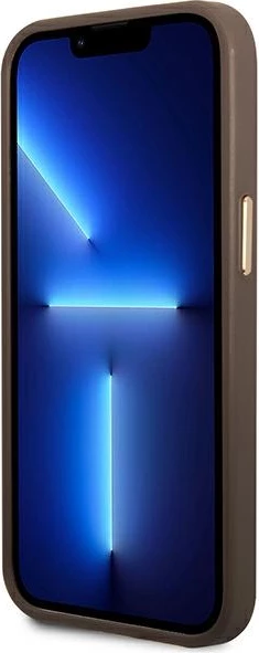 Mbështjellës Guess GUHMP14MU4GPRW për iPhone 14 Plus 6.7", 4G Logo Plate MagSafe, Kafe