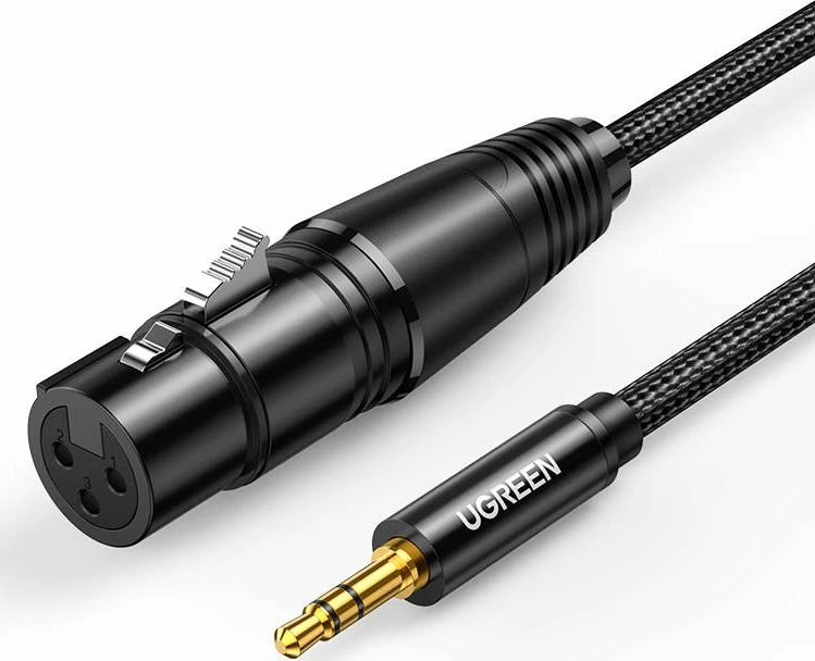 Kabllo audio Ugreen AV182 (20763) 3.5mm Jack në XLR, 1m, e zezë