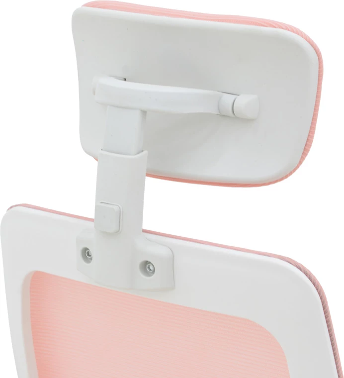 Karrige zyre Peja, material rrjetë, ngjyrë rozë, kornizë e bardhë, 58x60x107-117cm