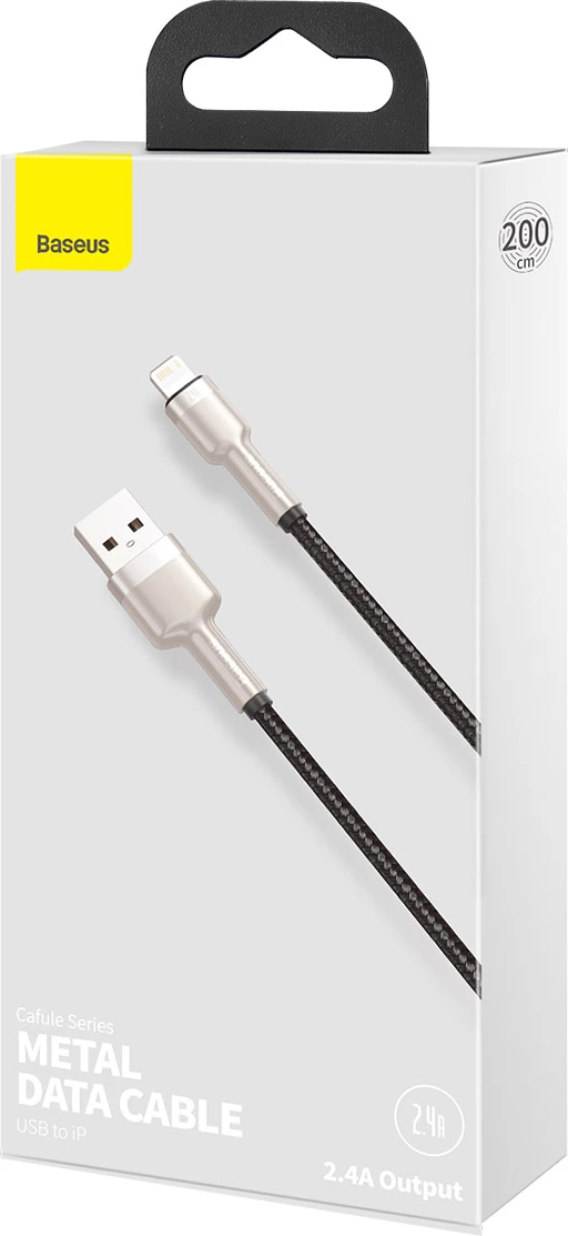 Kabllo Baseus Cafule Series Metal Data CALJK-A01, USB-A në Lightning, 1m, 2.4A, e zezë