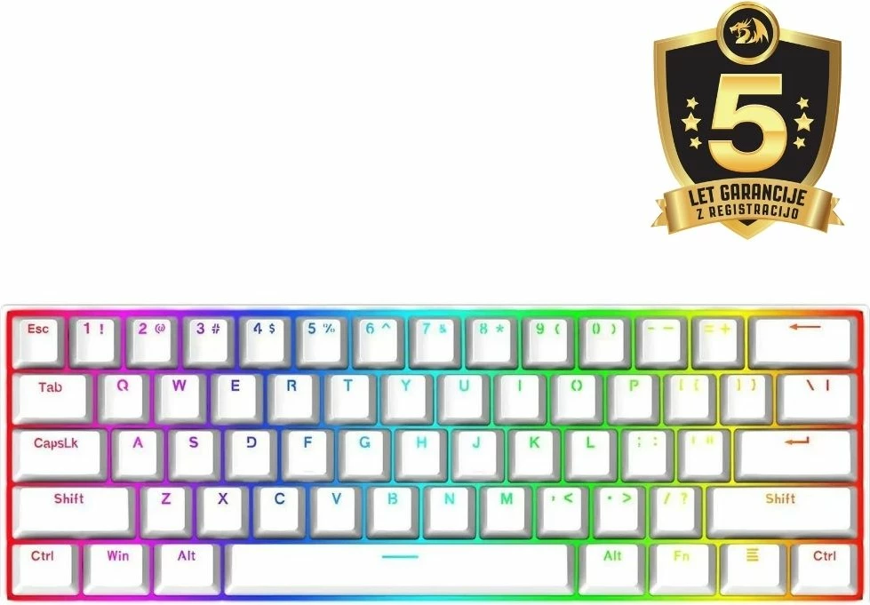 Tastierë mekanike Redragon Dragonborn K630 60% (61 taste) RGB, red switch, e bardhë