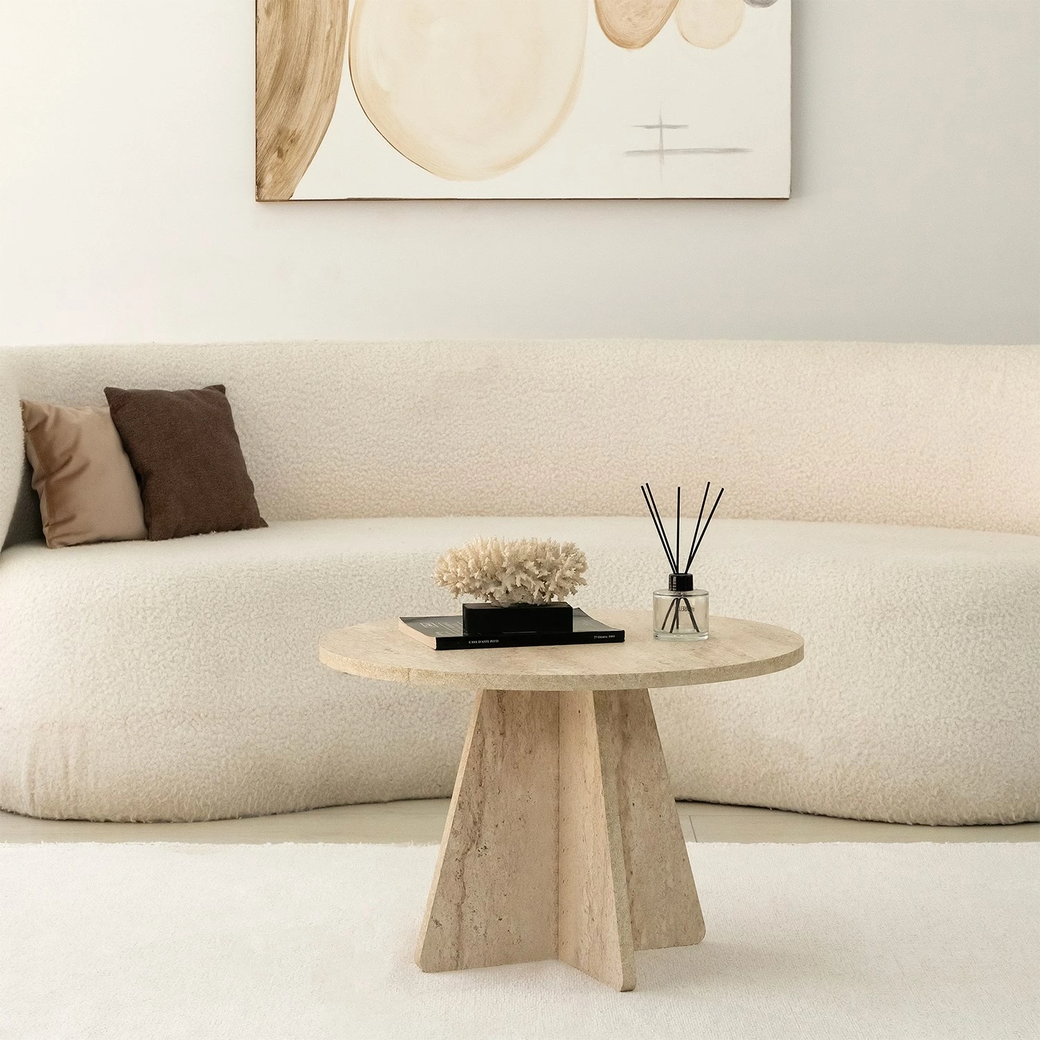 Tavolinë kafeje Skye Decor, ngjyrë travertine, 60x40cm