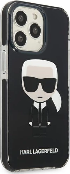 Mbështjellës Karl Lagerfeld KLHCP13LTPEIKK për iPhone 13 Pro/13 6.1", i fortë, i zi Iconik Karl
