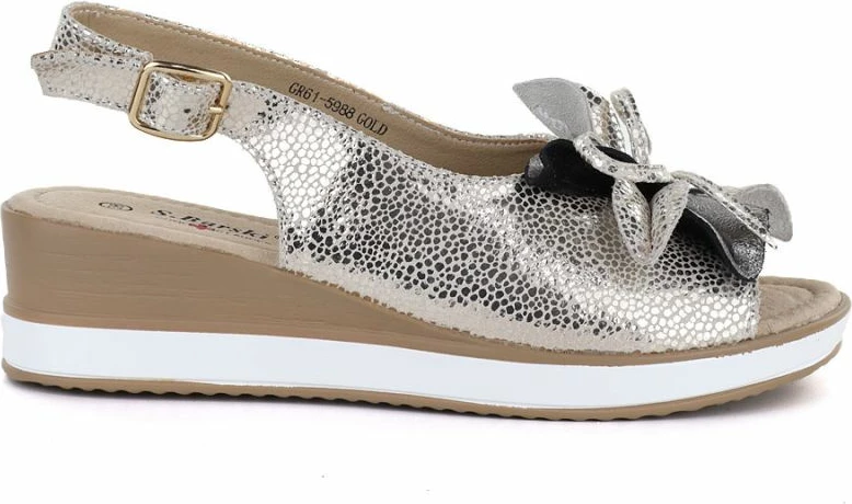 Sandale lëkure për femra S.Barski 5988, të arta