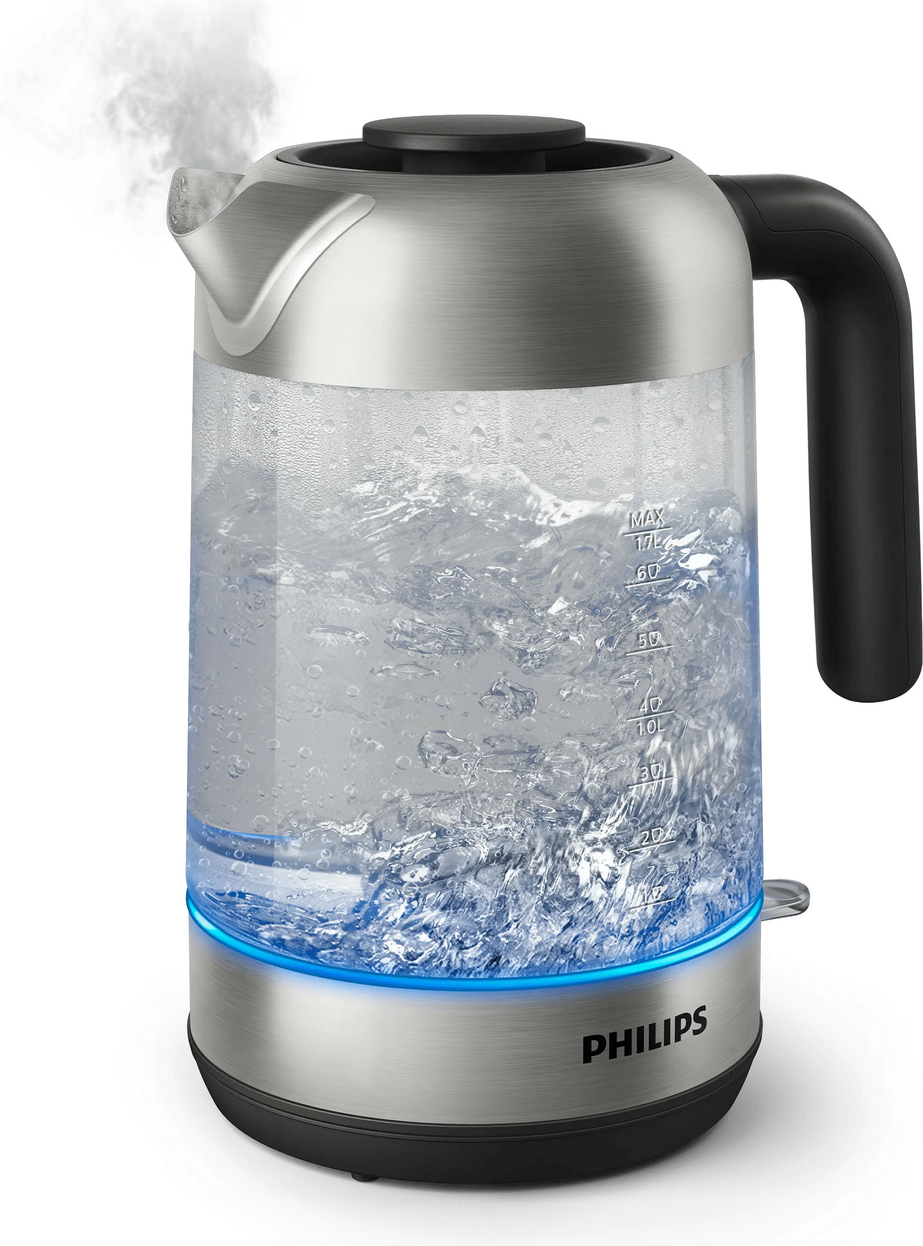 Çajnik elektrik Philips HD9339/80, 1.7 L, xham/inoks, i zi/argjend