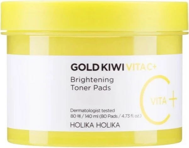 Toner pads për fytyrë HOLIKA HOLIKA Gold Kiwi Vita C+ Brightening për femra, 80 copë