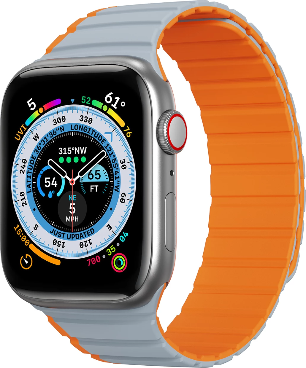 Rrip magnetik për Apple Watch Dux Ducis LD Version, 41/40/38mm, gri-portokalli