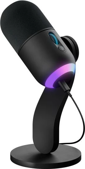 Mikrofon USB, Logitech, Yeti GX (988-000569), me kontroll të volumit dhe mute, dritë RGB, kabllo 2–7 m, e zezë