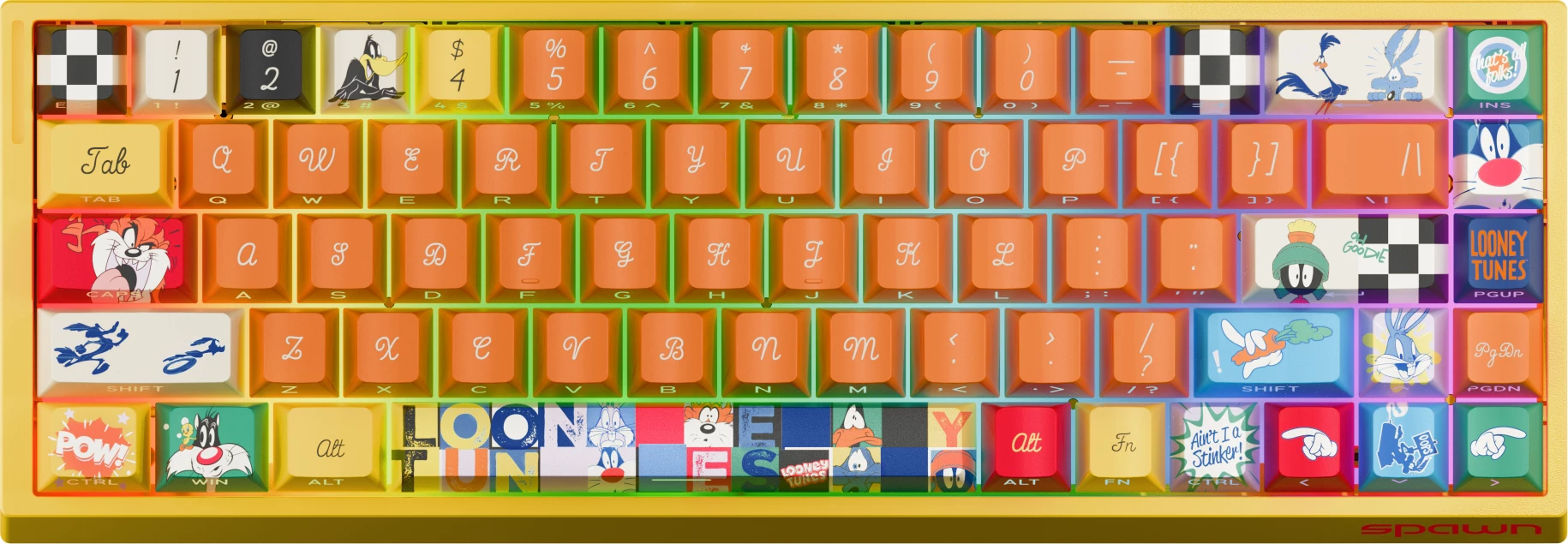 Tastierë gaming mekanike Spawn Looney Tunes 68 tasta RGB USB-C, shumëngjyrëshe