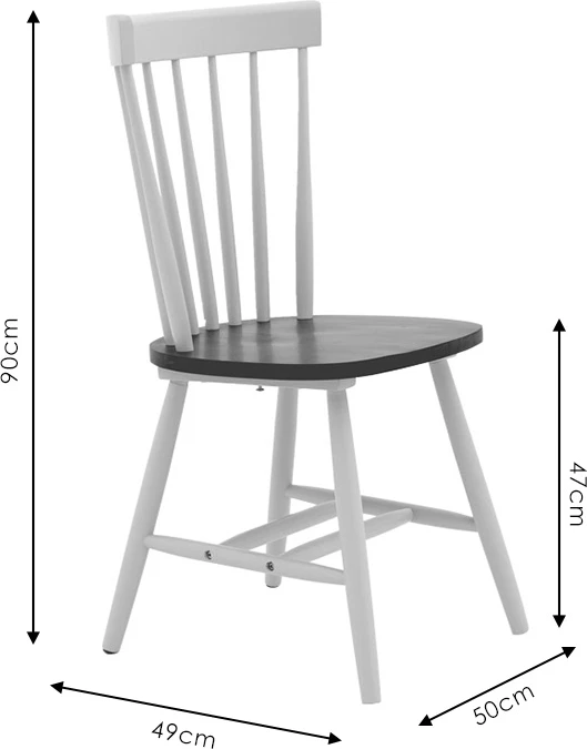 Karrige Larus dru natyral gome anthracite-bardhë, 50x49x90cm, set prej 2 copash