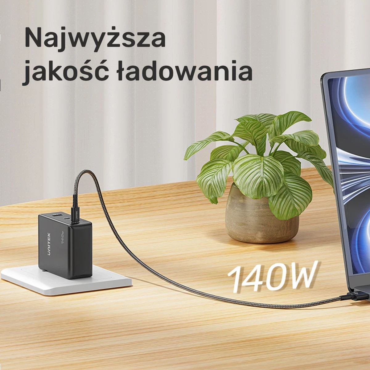 Kabull Unitek USB-C në MagSafe 3, 140W, 2m, ngjyrë e zezë