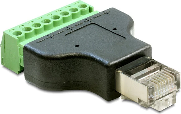 Adapter RJ45 DeLOCK 65389, terminal bllok 8P, i zi/jeshil