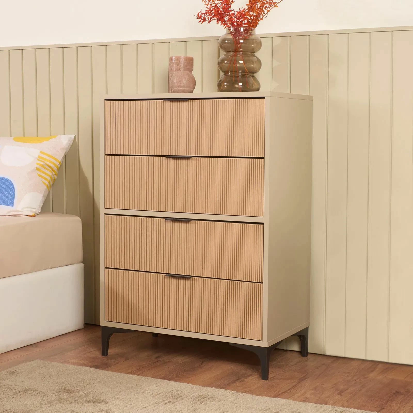 Komodë Skye Decor, Tuval 074, ngjyrë lis dhe Desert, 70x100x40cm