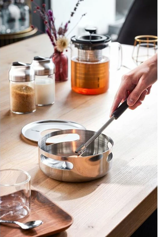 Çajnik GEFU T-PREP me ngrohës 1.5L, inox/transparente/zezë