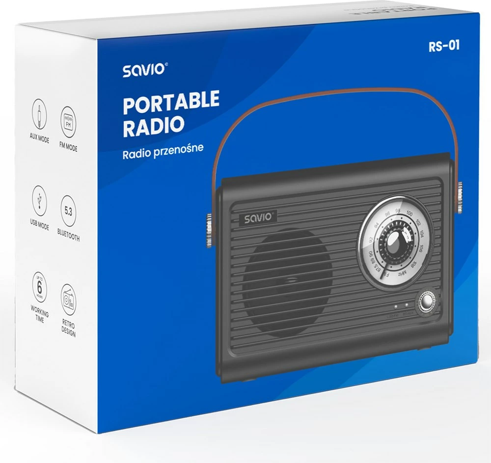 Radio portabile Savio RS-01, FM, USB, e zezë