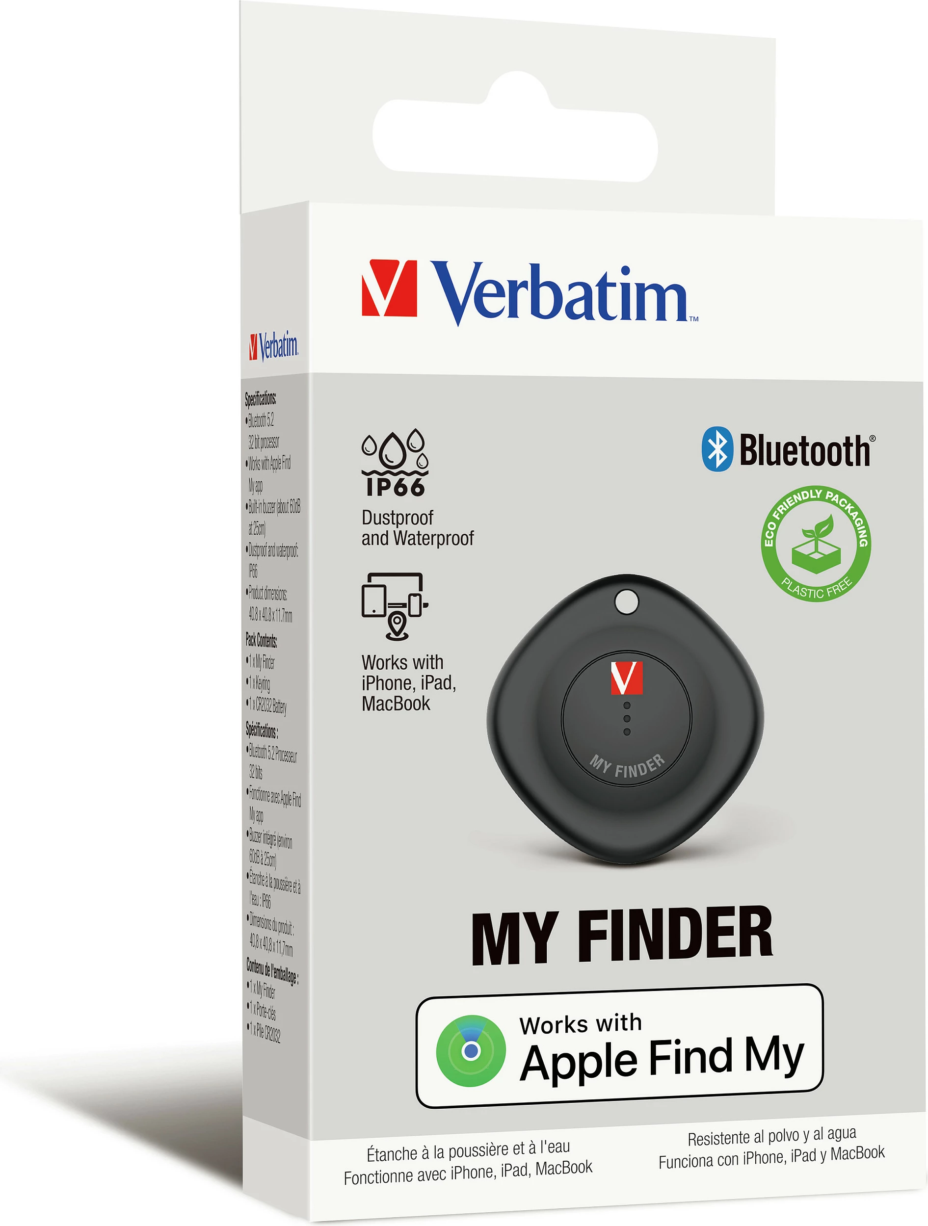 Gjetës Bluetooth Verbatim MYF-01, Apple Find My, IP66, i zi