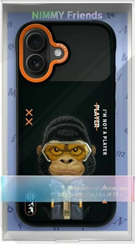 Mbrojtëse telefoni Nimmy Cool&Cute 2.0 Gorilla për iPhone 17, e zezë