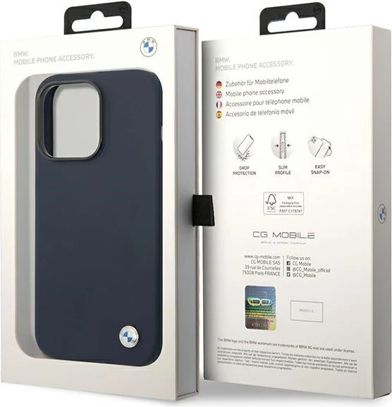 Mbështjellës BMW BMHMP14XSILNA për iPhone 14 Pro Max 6.7", silikon, MagSafe, navy blue