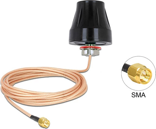 Antenë LTE DeLOCK, SMA, 2 dBi, RG-316U 3 m, outdoor, e zezë