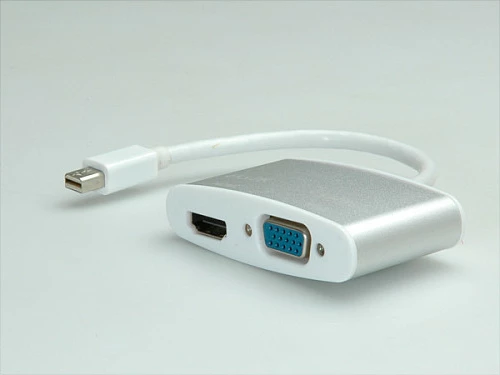 Adapter ROLINE Mini DisplayPort në HDMI/VGA, 10 cm, argjendtë